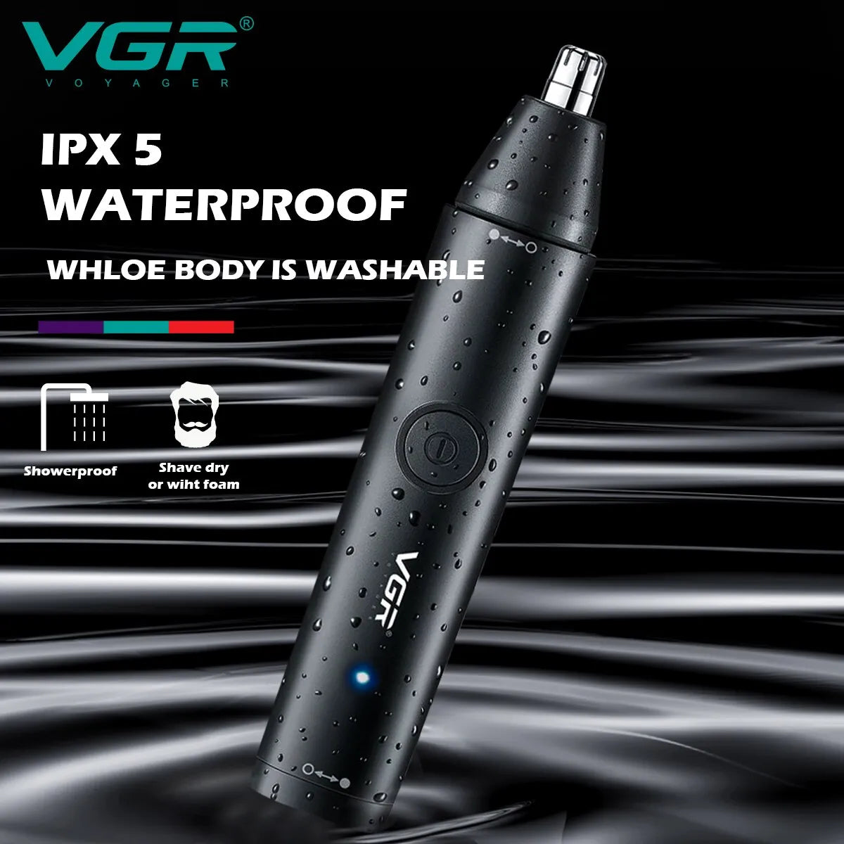 VGR Professional Nose Hair Trimmer V-613 - Mini 2-in-1 Electric Rechargeable Waterproof Hair Trimmer