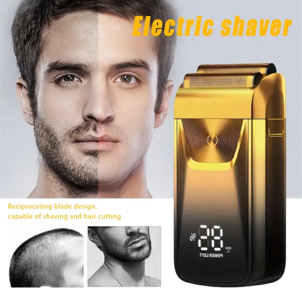 Rechargeable Men's Electric Razor - Wet-Dry Shaver and Beard-Hair Trimmer