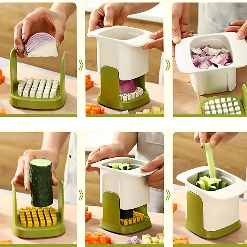 Multifunctional Vegetable Chopper & Slicer - Onion Dicer, French Fries Cutter, Potato & Cucumber Slicer - Kitchen Gadget & Tools