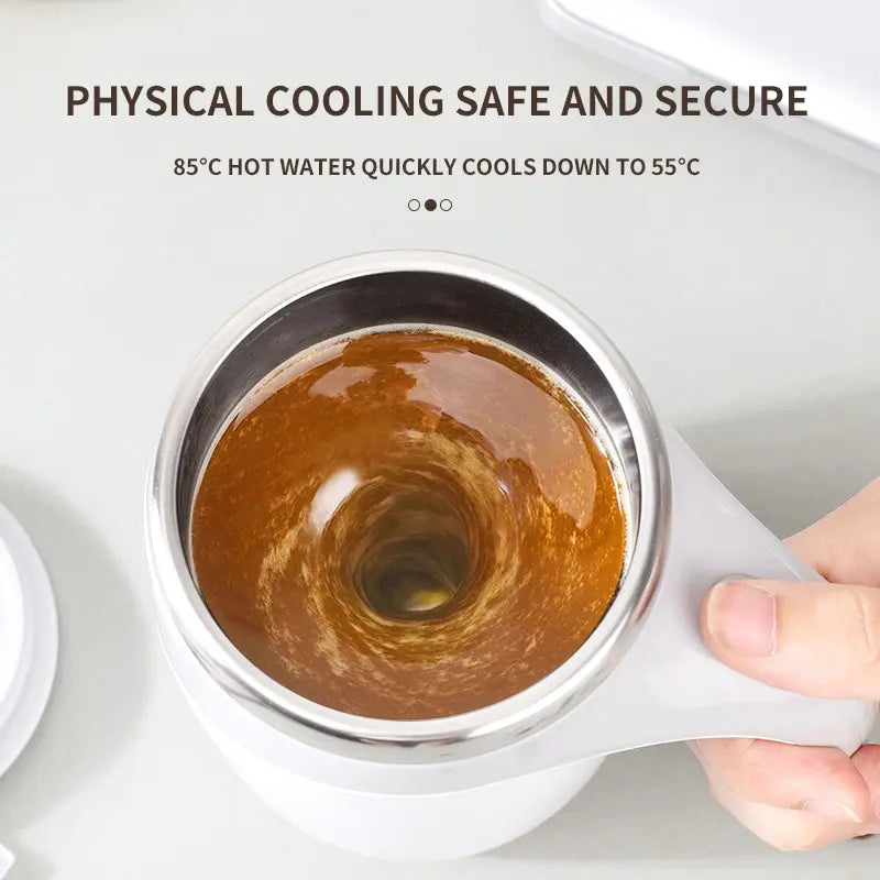Rechargeable Stainless Steel Magnetic Coffee Cup with Automatic Stirring – Perfect for Home Use