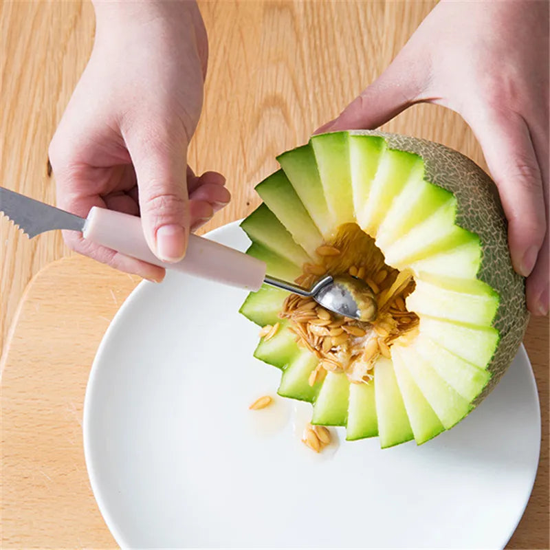 Multi-Functional Fruit Carving Knife with Watermelon Baller, Ice Cream Digger, Scoop Spoon, and Cold Dishes DIY Kitchen Tools