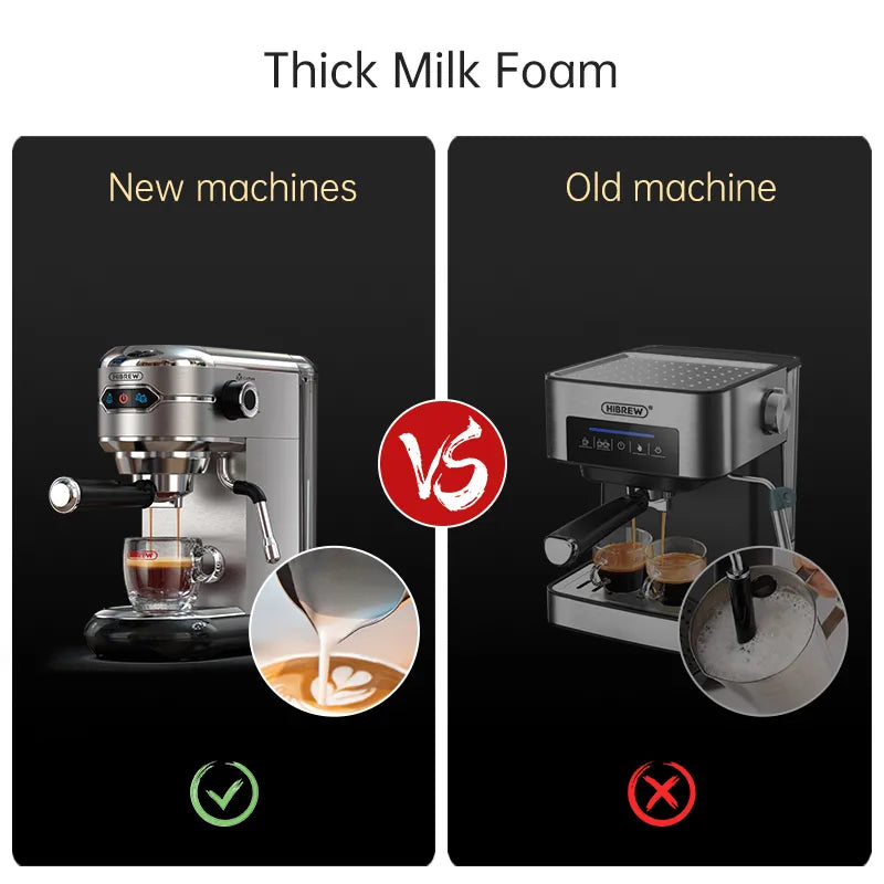 HiBREW Slim Semi-Automatic Stainless Steel Coffee Maker with 19 Bar Pressure for ESE POD, Powder Espresso, and Cappuccino - Hot Water H11 Machine