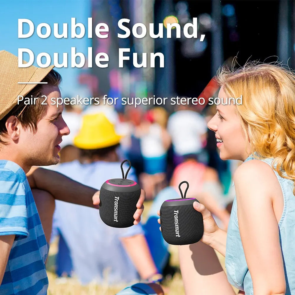 Tronsmart T7 Mini Portable Speaker: Wireless and Bluetooth 5.3 Enabled, with Balanced Bass, IPX7 Waterproofing, Perfect for Outdoor Use, Compatible with All Phones