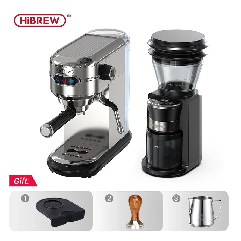 HiBREW Slim Semi-Automatic Stainless Steel Coffee Maker with 19 Bar Pressure for ESE POD, Powder Espresso, and Cappuccino - Hot Water H11 Machine