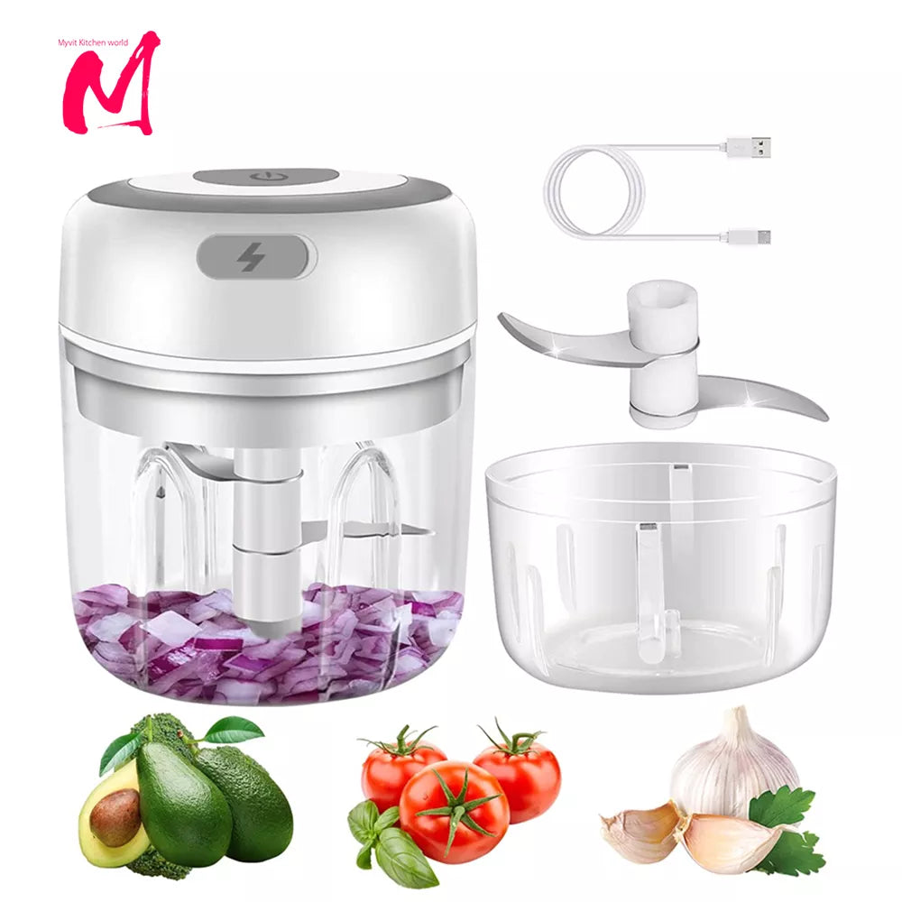 Electric Mini Food Chopper - USB Portable Garlic Masher, Meat Grinder, Vegetable Chopper for Kitchen Gadgets