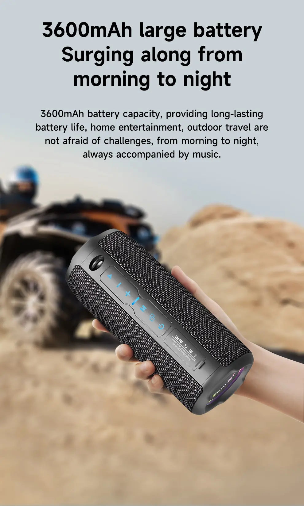 ZEALOT S49PRO Powerful 20W Portable Bluetooth Speaker: Waterproof IPX6, Enhanced Bass Boost, Dual Pairing, Long-lasting 3600Mah Battery for 10hr Playback