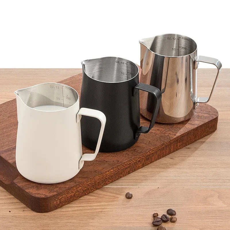 304 Stainless Steel Coffee Frothing Pitcher with Scale for Latte Making– Kitchen Cafe Accessories for Steamed Milk and Coffee Art