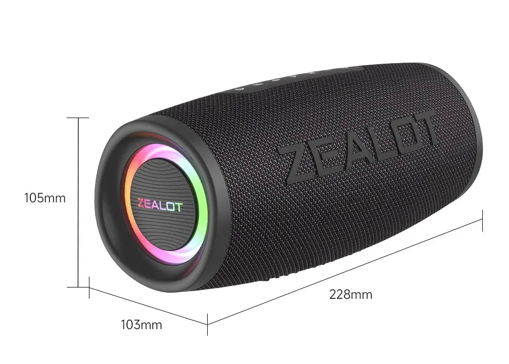 Waterproof ZEALOT S56 Bluetooth Speaker 40W, 8000mAh Battery, Powerful Bass Performance, 12hr Playback, Ideal for Camping and Outdoor Activities