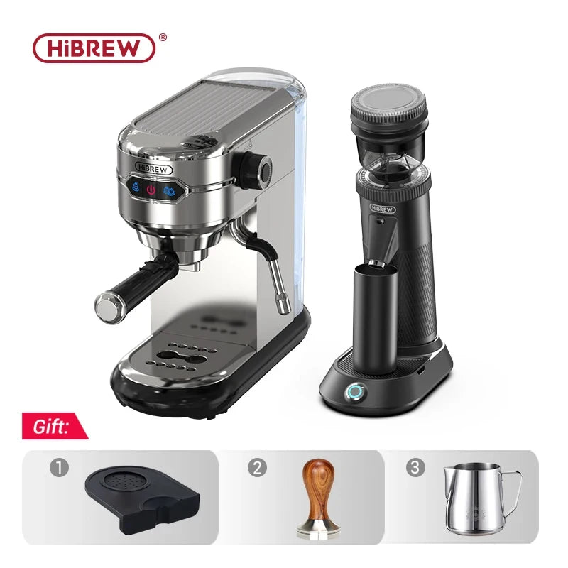 HiBREW Slim Semi-Automatic Stainless Steel Coffee Maker with 19 Bar Pressure for ESE POD, Powder Espresso, and Cappuccino - Hot Water H11 Machine