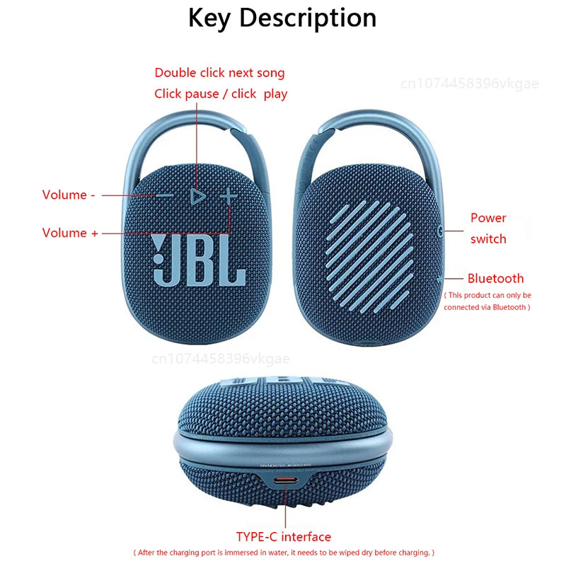 JBL CLIP 4 Mini Wireless Speaker - IP67 Waterproof Bluetooth Speaker with 10 Hours Playtime for Outdoor Travel