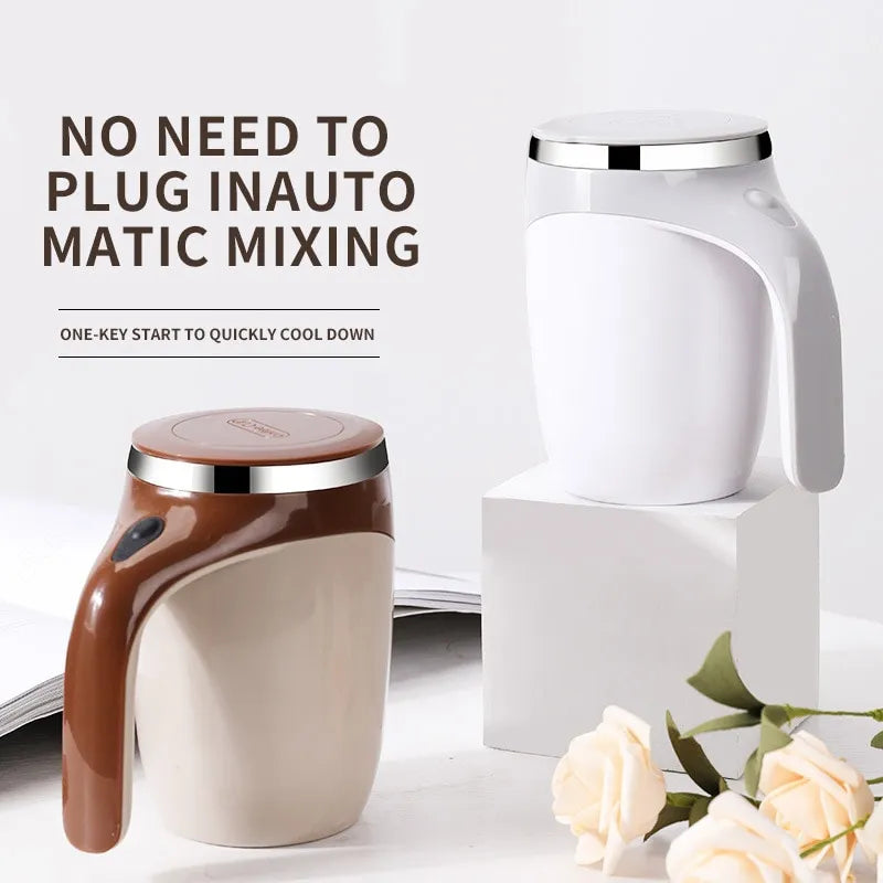 Rechargeable Stainless Steel Magnetic Coffee Cup with Automatic Stirring – Perfect for Home Use