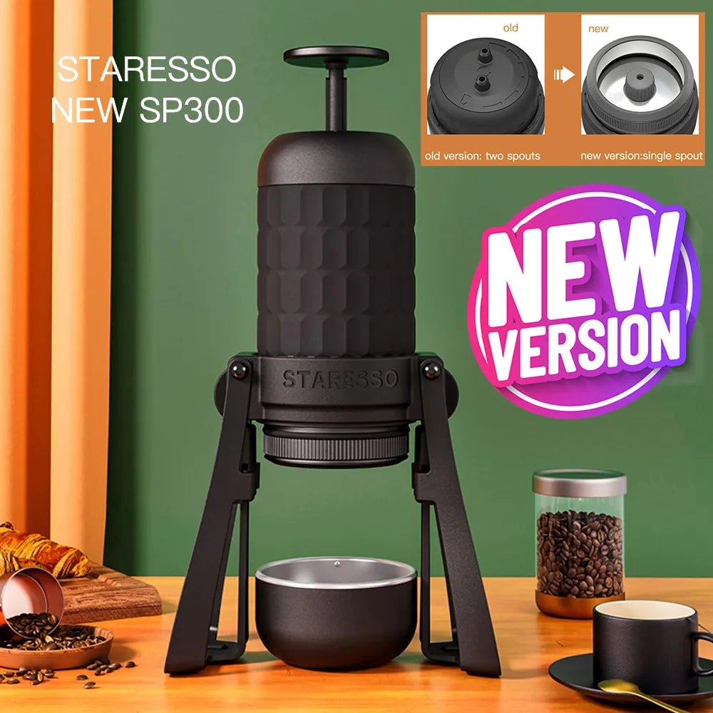 STARESSO Mirage SP300 PLUS Portable Espresso Maker - Quick Brew 180ml Manual Coffee Pot for Creamy Double Espresso Shots