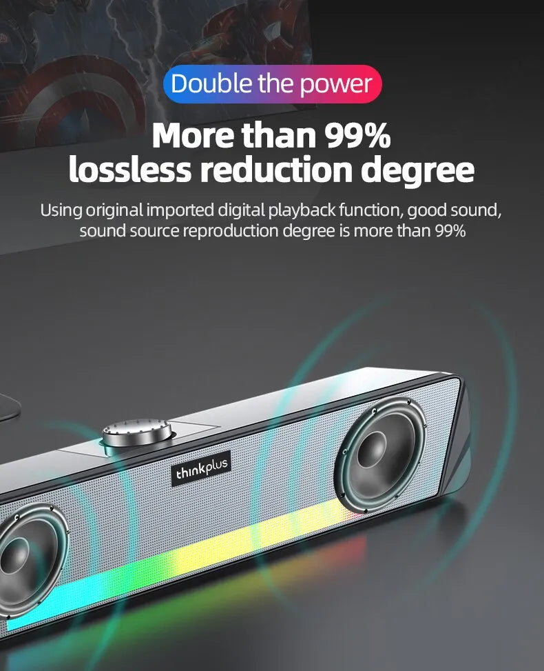 Lenovo TS33 Wired/Bluetooth 5.0 Speaker - 360-Degree Home Cinema Sound Bar and Computer Desk Audio Subwoofer