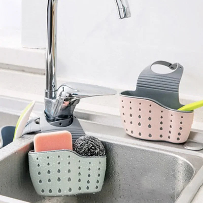 Adjustable Snap Sink Soap & Sponge Holder - Kitchen Drain Basket Organizer - 1 Piece Durable Kitchen Accessories & Utensils Gadgets