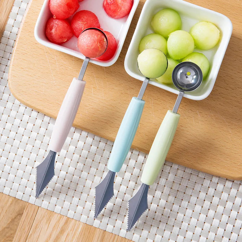 Multi-Functional Fruit Carving Knife with Watermelon Baller, Ice Cream Digger, Scoop Spoon, and Cold Dishes DIY Kitchen Tools