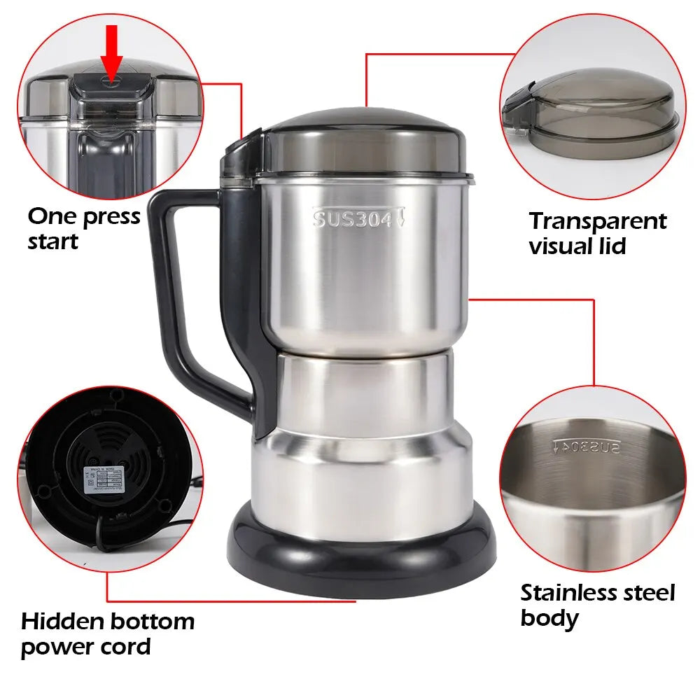 High-Powered Electric Coffee Grinder - Premium Kitchen Tool for Grinding Spices, Nuts, Grains and Beans, Perfect for Home Use