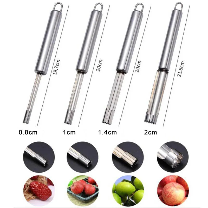 Stainless Steel Kitchen Gadget - Pear Seed Remover Cutter, Vegetable and Fruit Tool for Apples, Red Dates, Twist Corer, Pit Removal
