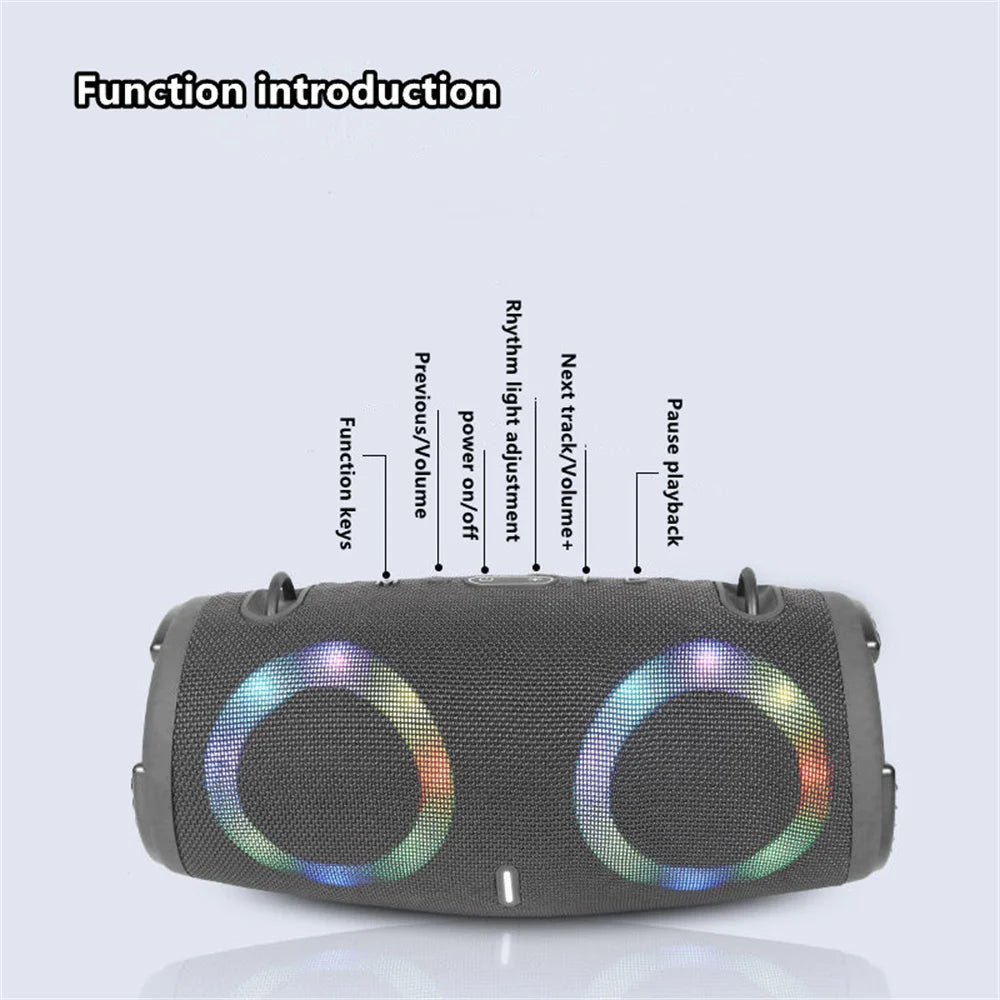 Waterproof 100W Portable Bluetooth Speaker with 360 Stereo, Wireless Subwoofer, TWS FM, RGB Lighting - High Power Surround Sound Boom Box