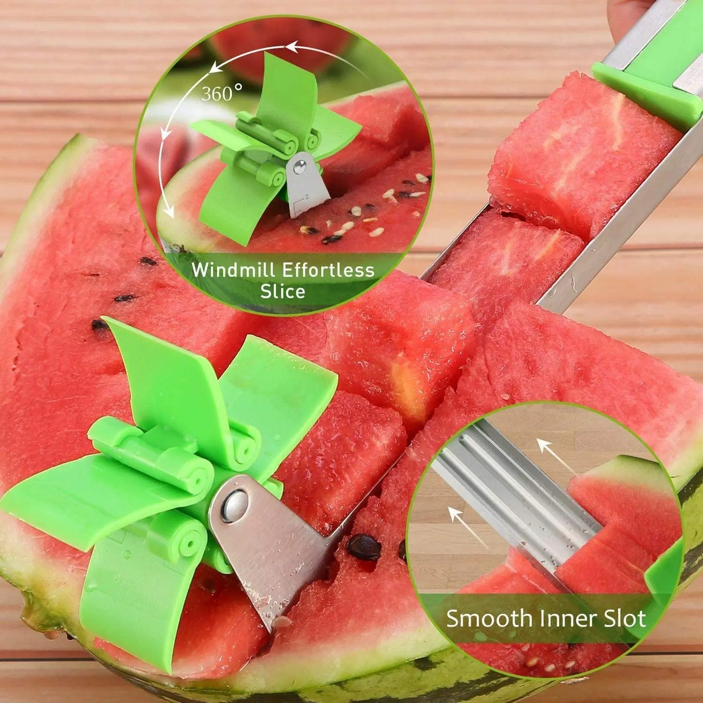 Stainless Steel Windmill Shape Watermelon Cutter - Salad Fruit Slicer Kitchen Gadget