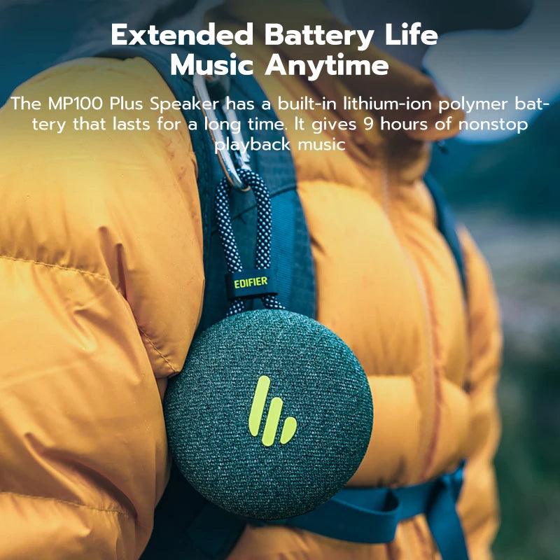 Edifier MP100 Plus Waterproof Outdoor Bluetooth Speaker - Portable Wireless with IPX7 Stereo Loudspeaker 1500Mah 9hr Playback