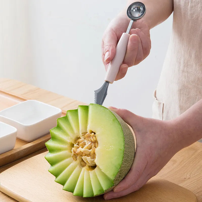 Multi-Functional Fruit Carving Knife with Watermelon Baller, Ice Cream Digger, Scoop Spoon, and Cold Dishes DIY Kitchen Tools