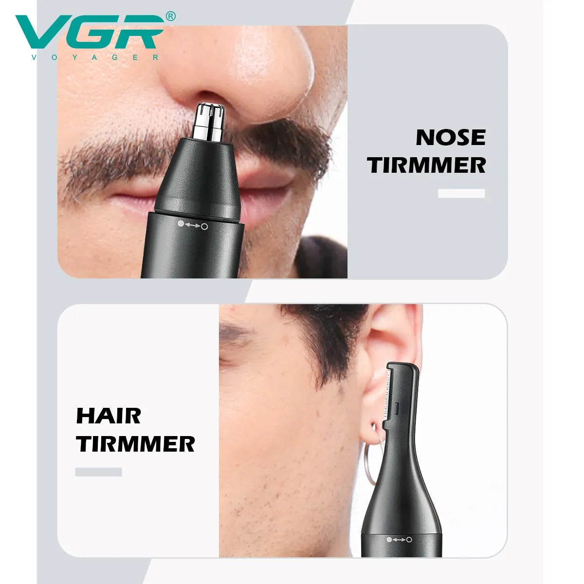 VGR Professional Nose Hair Trimmer V-613 - Mini 2-in-1 Electric Rechargeable Waterproof Hair Trimmer
