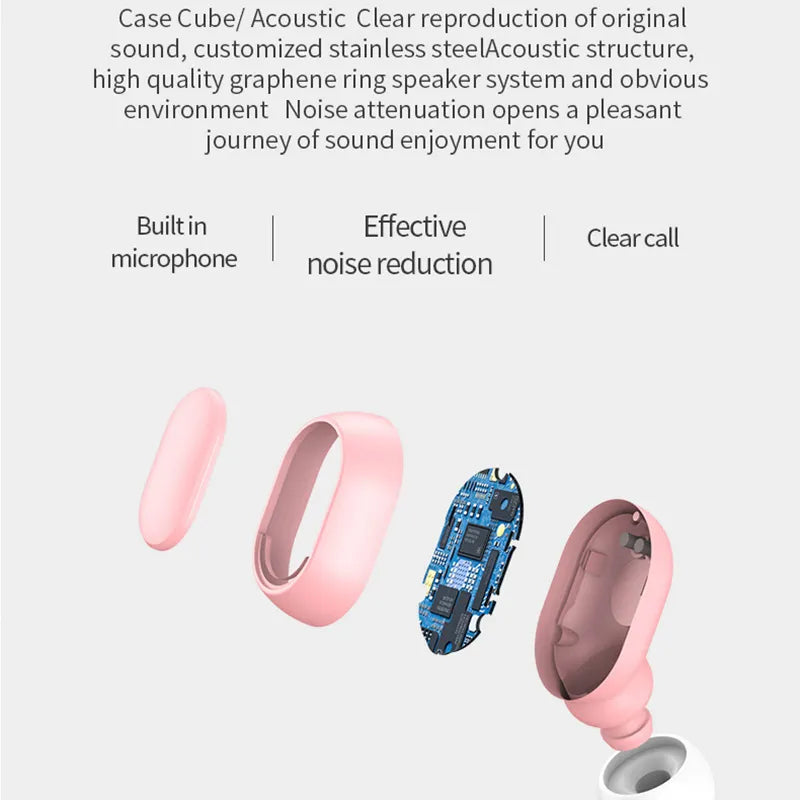 E7S TWS Bluetooth Wireless Headphones - Waterproof Sports Headset with Microphone - Compatible with All Smartphones for Music and Calls