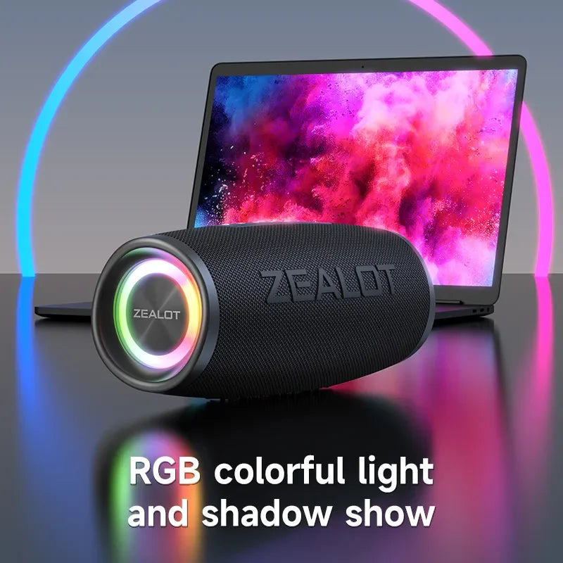 Waterproof ZEALOT S56 Bluetooth Speaker 40W, 8000mAh Battery, Powerful Bass Performance, 12hr Playback, Ideal for Camping and Outdoor Activities