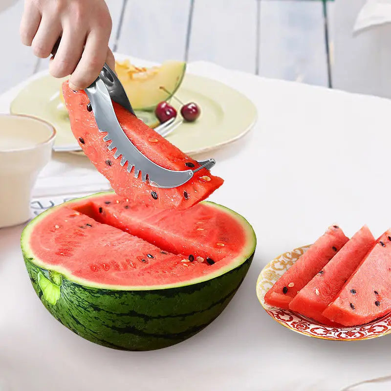 Stainless Steel Watermelon Cutter Tool - Windmill Design for Effortless Salad and Fruit Slicing - Kitchen Gadget with Digging Function - Ideal Watermelon Digger and Slicer - Premium Kitchen Accessory