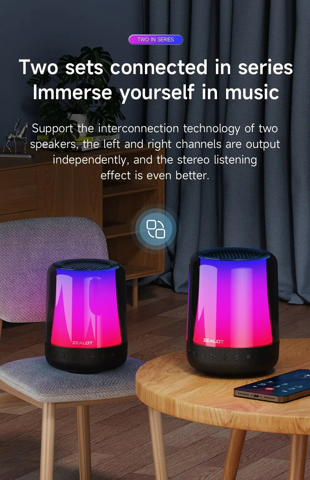 ZEALOT S66 Bluetooth 5.2 Speaker - Original Portable Subwoofer with RGB Lighting, Waterproof, USB and Outdoor Use