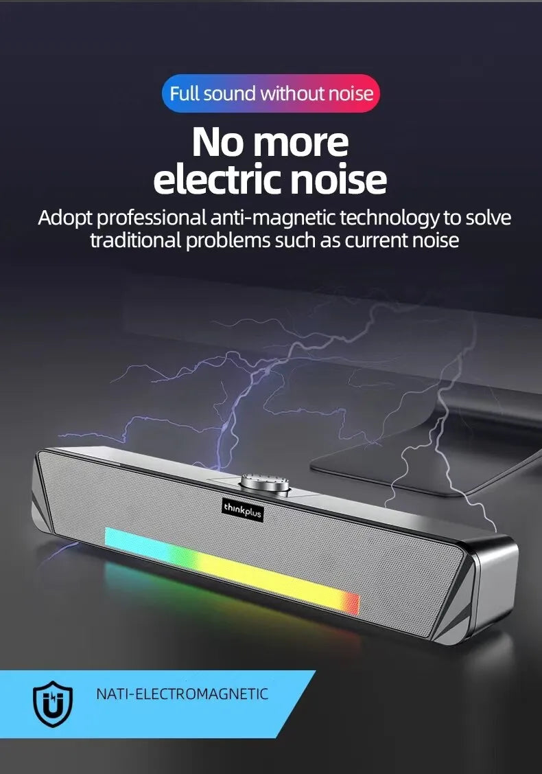 Lenovo TS33 Wired/Bluetooth 5.0 Speaker - 360-Degree Home Cinema Sound Bar and Computer Desk Audio Subwoofer