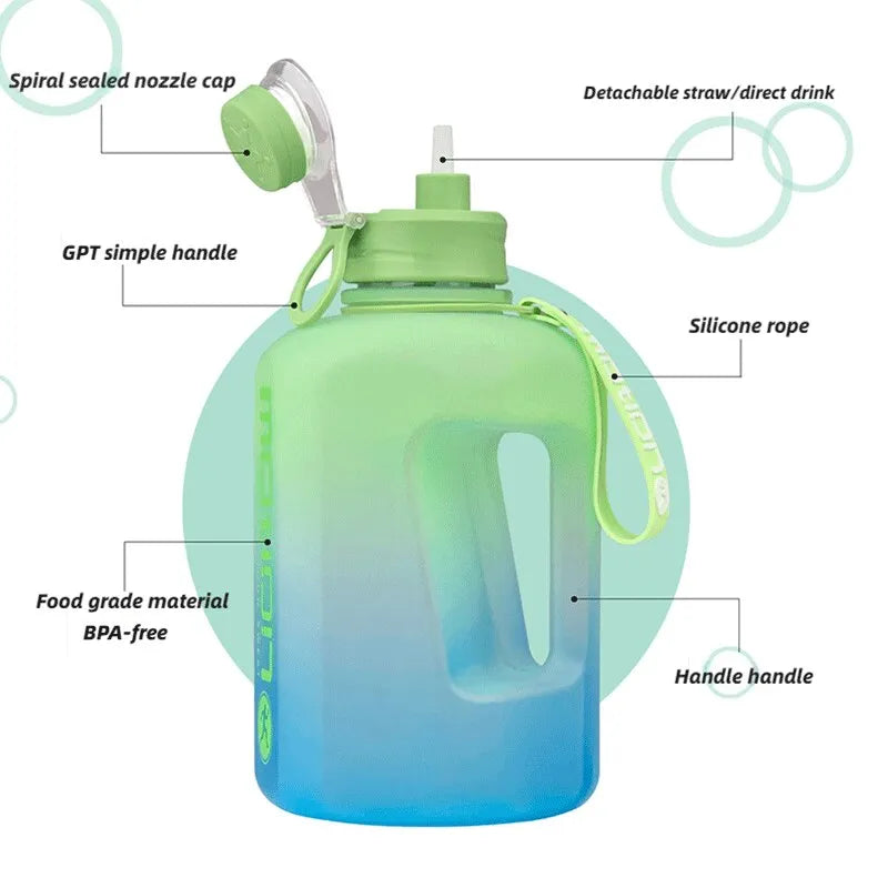 2.2L High-Capacity Sports Water Bottle - Portable Fitness Hydration Kettle, Durable Gradient Plastic, Ideal for Outdoor Events and Students