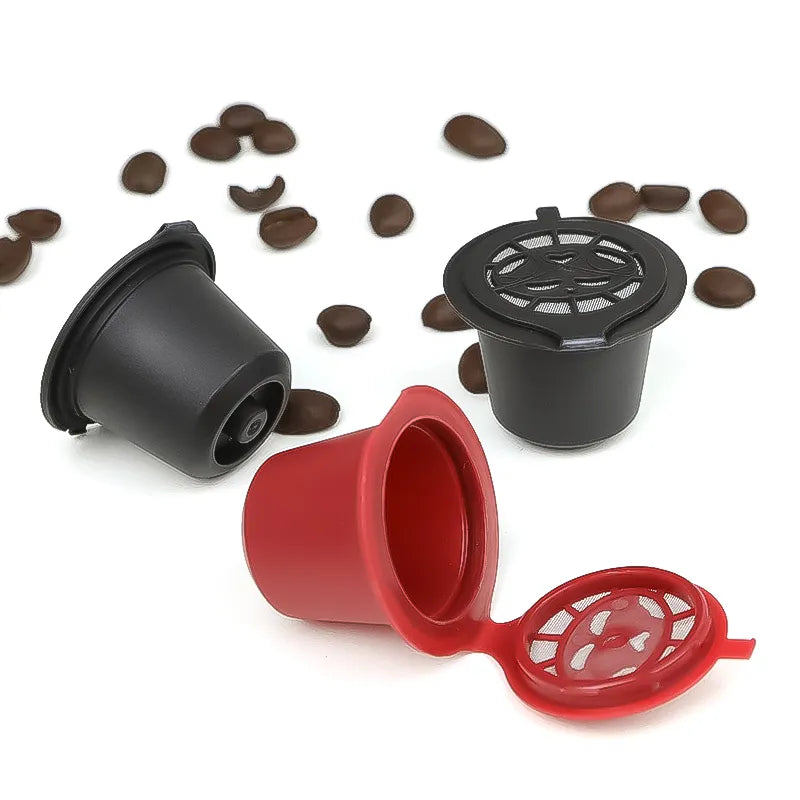 6-Piece Reusable Nespresso Coffee Capsule Set with Cleaning Brush and Spoon - Refillable Nespresso Pods