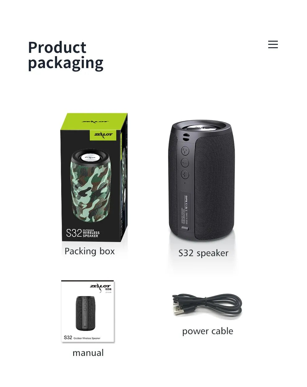 ZEALOT S32 Waterproof Portable Wireless Subwoofer - 1500 Mah Battery 12 hours playback