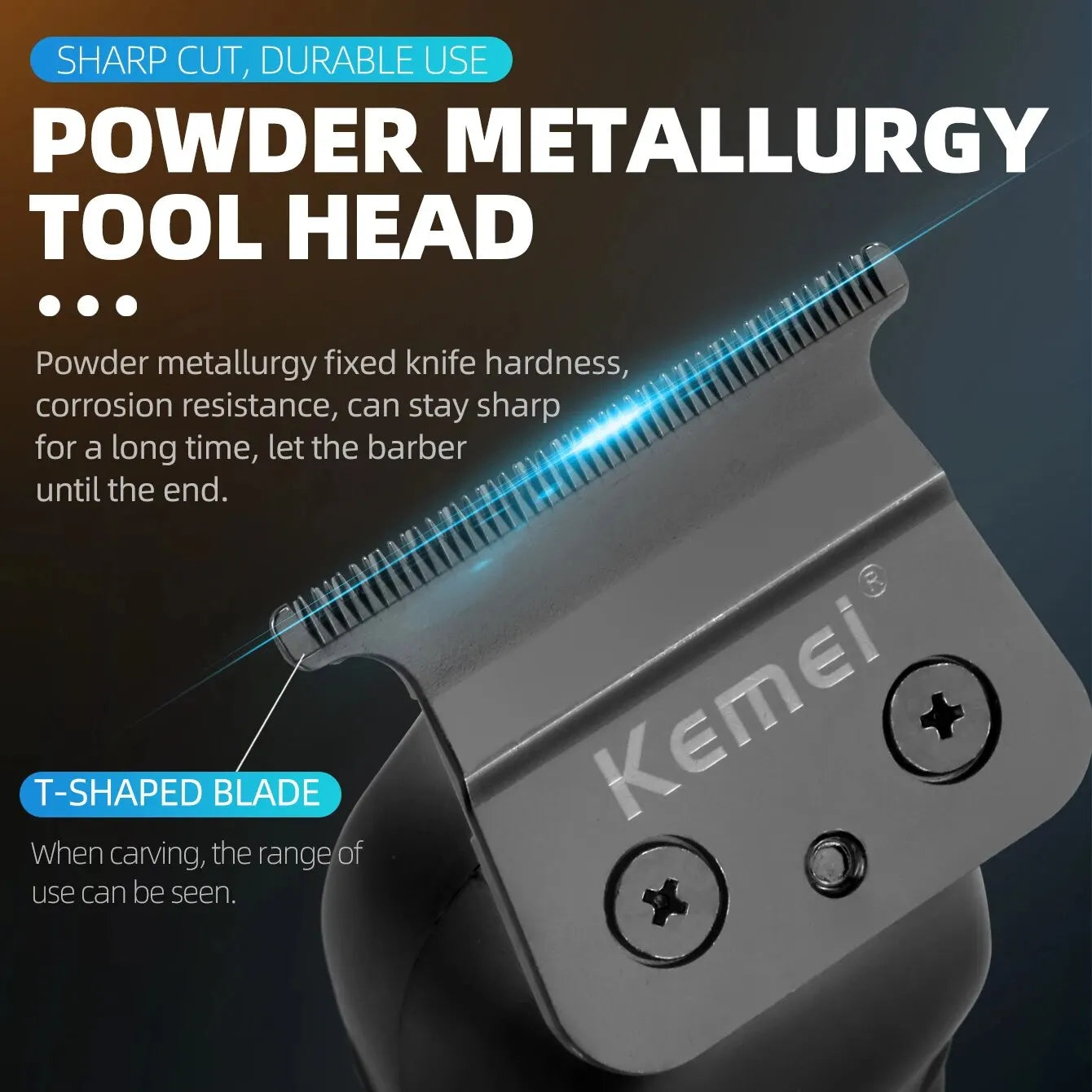 KEMEI Professional Men's T-Outliner Beard and Hair Trimmer - Bump-Free Technology Cordless Electric Beard Trimmer