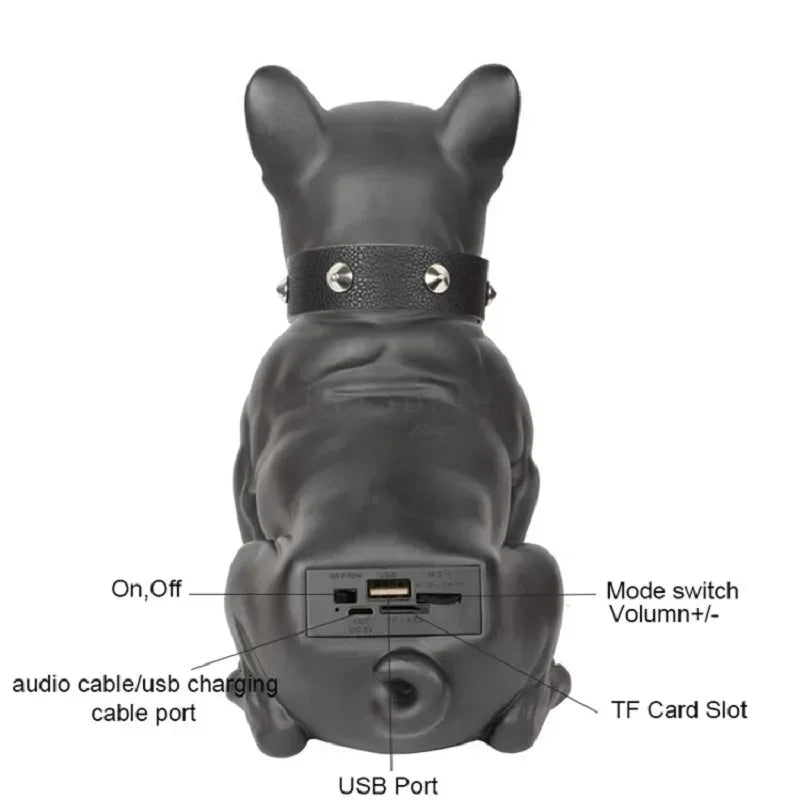 Portable Bulldog Bluetooth Speaker - 3D Surround Sound, Boombox Bass, Radio Function, TF Card Compatible, Super Subwoofer Wireless Speaker