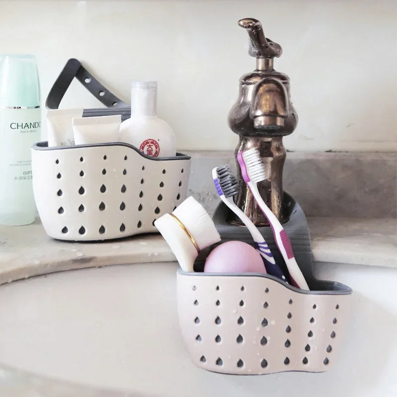 Adjustable Snap Sink Soap & Sponge Holder - Kitchen Drain Basket Organizer - 1 Piece Durable Kitchen Accessories & Utensils Gadgets
