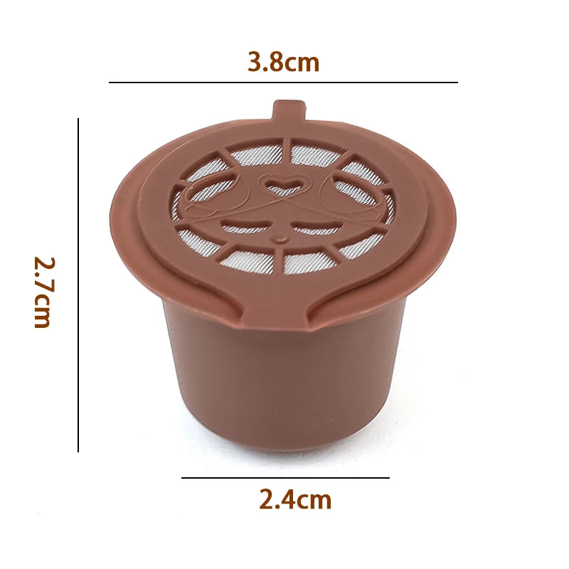 6-Piece Reusable Nespresso Coffee Capsule Set with Cleaning Brush and Spoon - Refillable Nespresso Pods