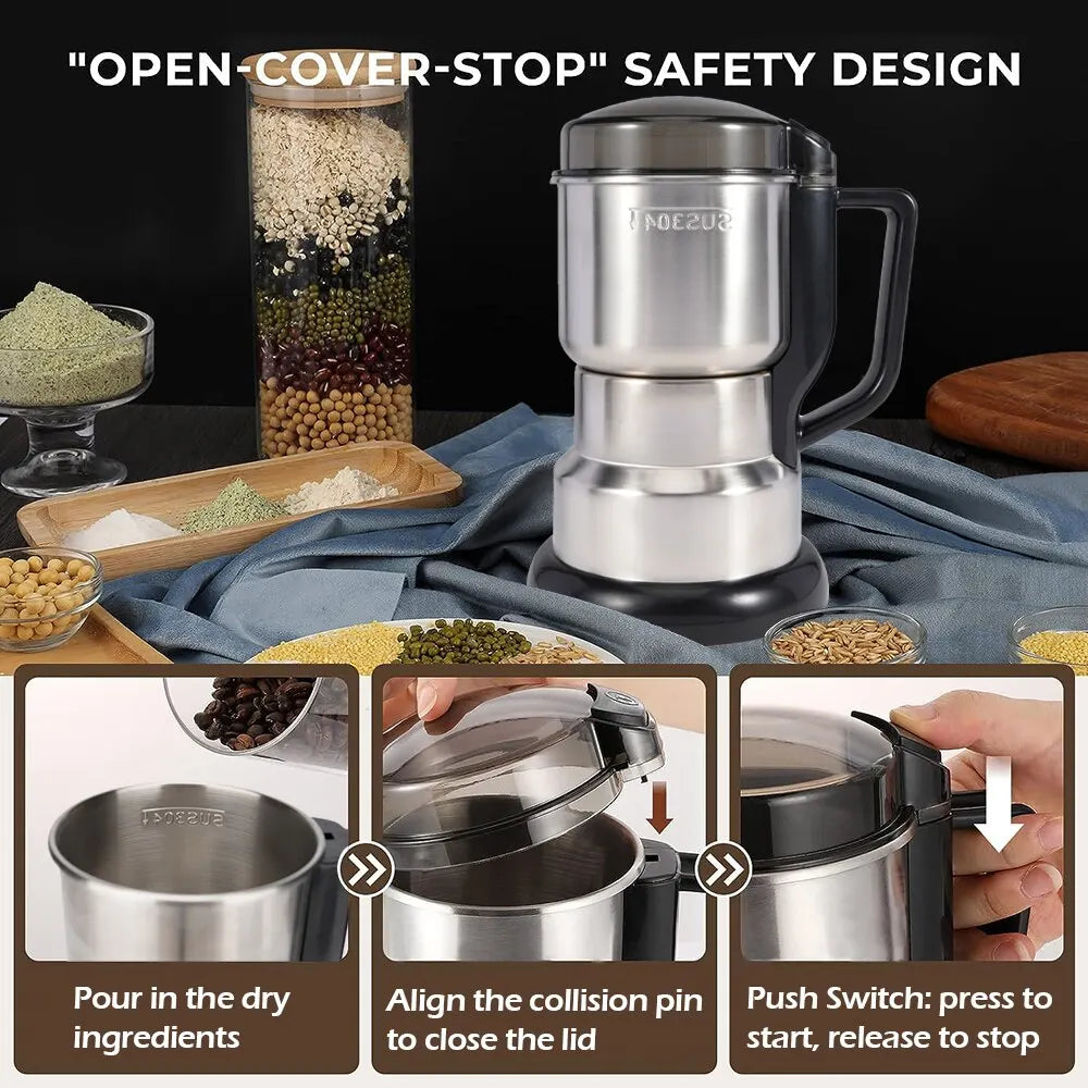 High-Powered Electric Coffee Grinder - Premium Kitchen Tool for Grinding Spices, Nuts, Grains and Beans, Perfect for Home Use