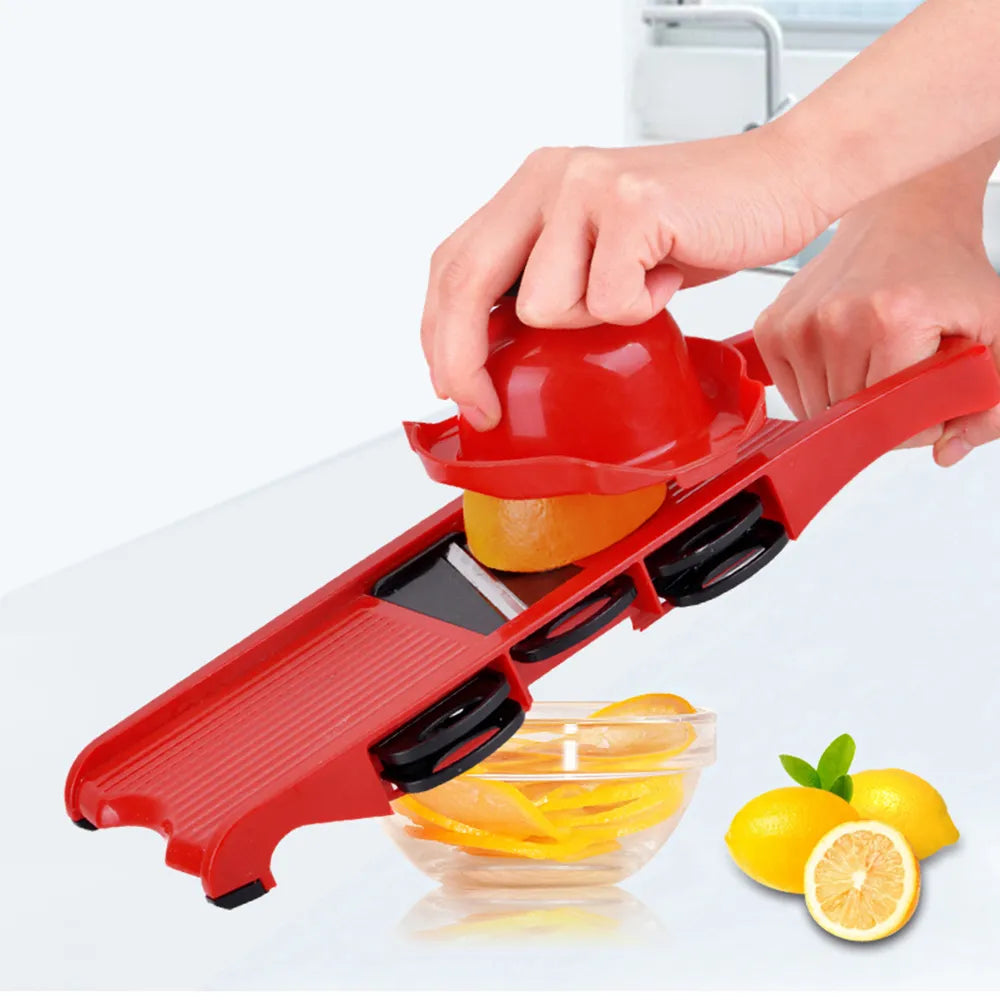 Cooking Tool Sets: Fruit Cutter, Vegetable Mandoline Slicer, Grater - 6 Blades - Multi-function Kitchen Gadget