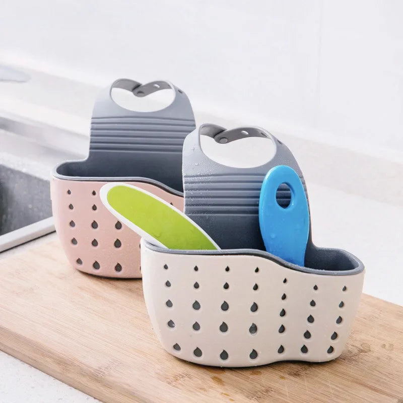 Adjustable Snap Sink Soap & Sponge Holder - Kitchen Drain Basket Organizer - 1 Piece Durable Kitchen Accessories & Utensils Gadgets