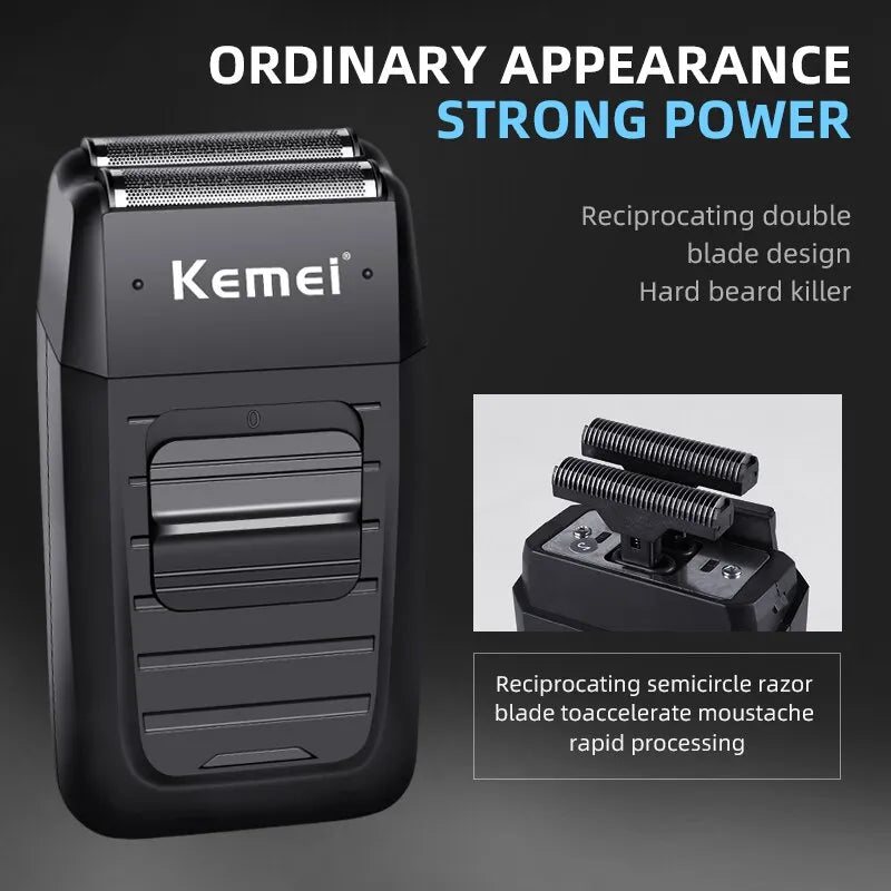 KEMEI-1102 Compact Men's Electric Shaver Kit - Rechargeable Lithium Ion, Professional Foil Shaver