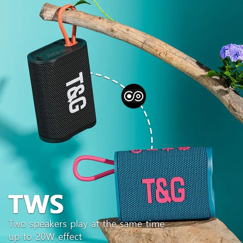 IPX7 Waterproof Outdoor Portable Bluetooth Speaker with Heavy Bass and Colorful Lighting for Camping, Biking and Fashion TG-396