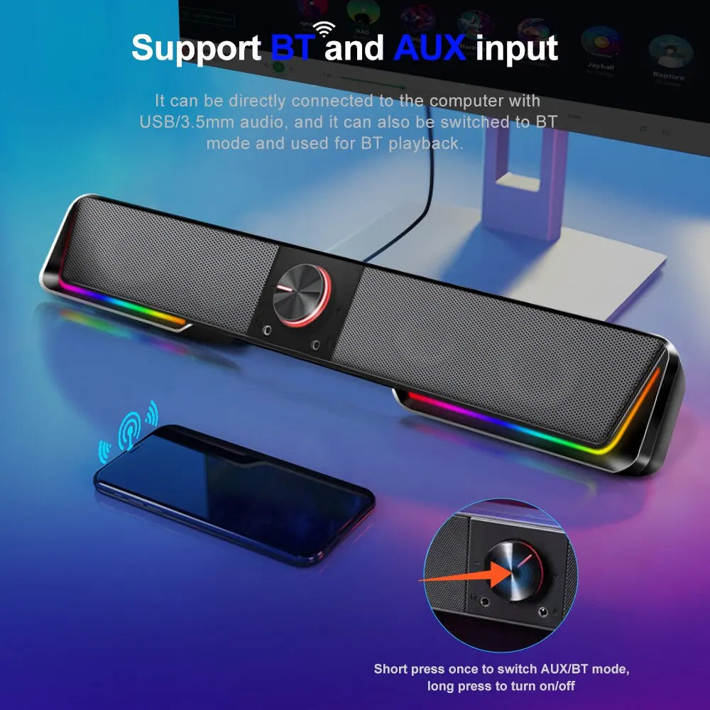 Redragon GS570 Darknets Bluetooth Wireless Surround Sound Speakers with RGB Lighting - 3.5 AUX for PC & Computer