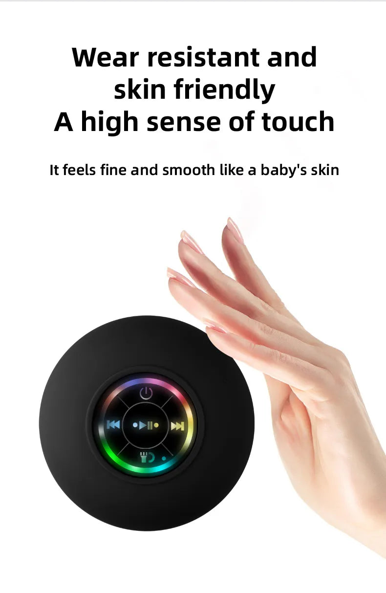 Bluetooth Shower Speaker - Portable, Waterproof with Suction Cup, LED Lights, and 3D Surround Stereo Subwoofer