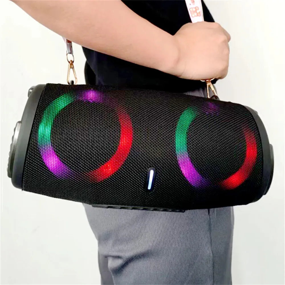 Waterproof 100W Portable Bluetooth Speaker with 360 Stereo, Wireless Subwoofer, TWS FM, RGB Lighting - High Power Surround Sound Boom Box