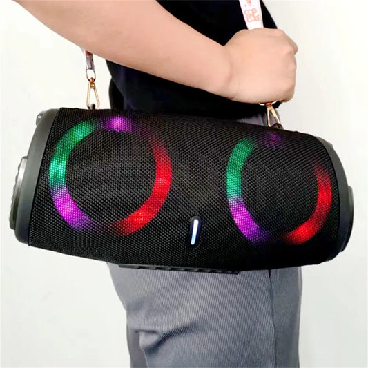 Waterproof 100W Portable Bluetooth Speaker with 360 Stereo, Wireless Subwoofer, TWS FM, RGB Lighting - High Power Surround Sound Boom Box