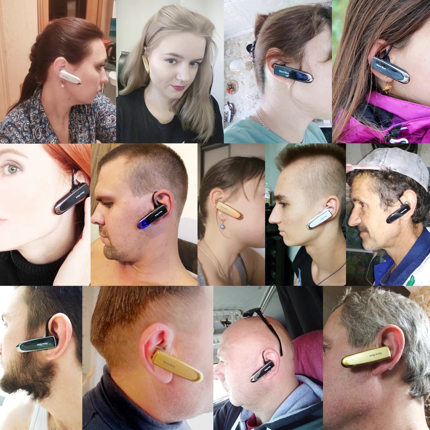 New Bee V5.0 Wireless Bluetooth Headset with Mic: Compact 24hr Earbuds for iPhone - Handsfree Mini Earpiece Experience