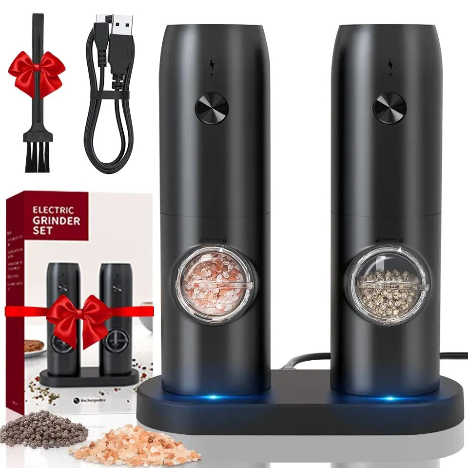 High-Quality USB Rechargeable Spice Grinder with LED Light - Automatic, Adjustable Coarseness for Salt & Pepper Mill