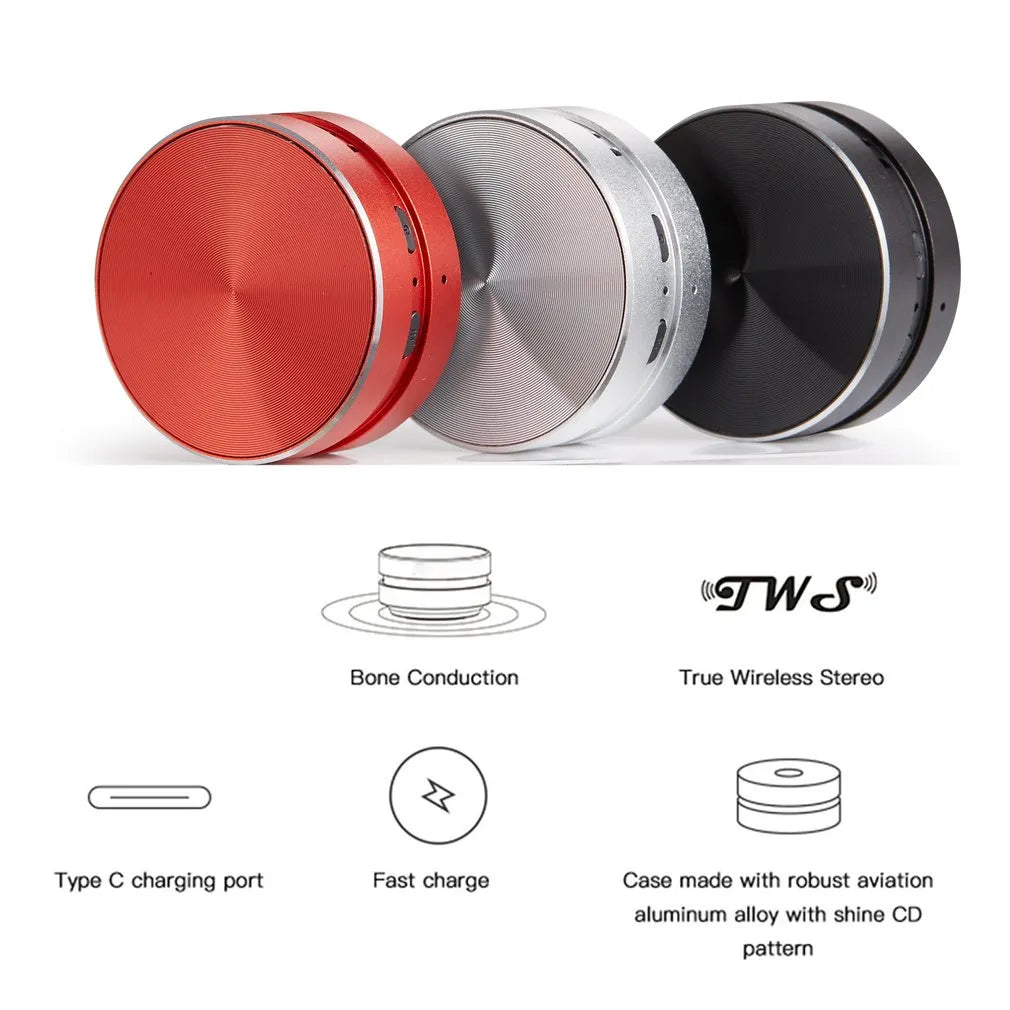2023 Humbird Mini Bone Conduction Bluetooth Speaker with FM Radio and TWS Dual Channel Stereo Sound - Wireless Audio Box